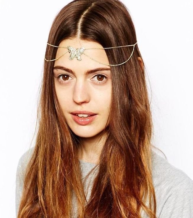 Beautiful butterfly gold chain head chain
