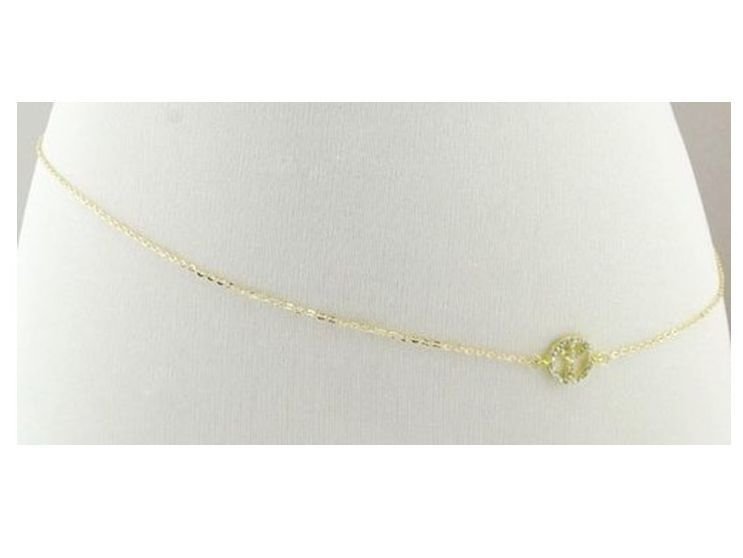 Crystal peace symbol beach belly chain