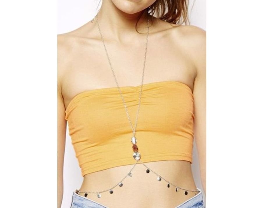 Silver coin-pieces body chain