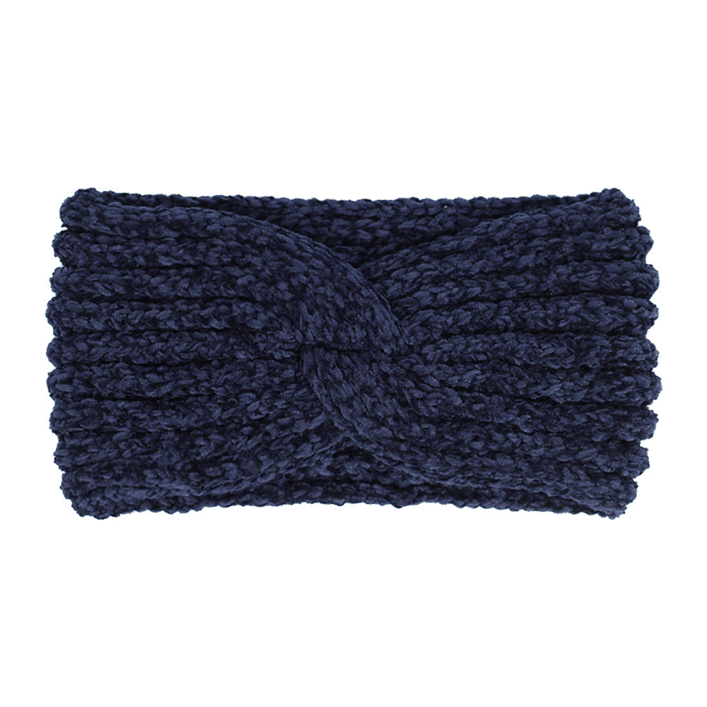 Chenille velvet twist front crochet headband