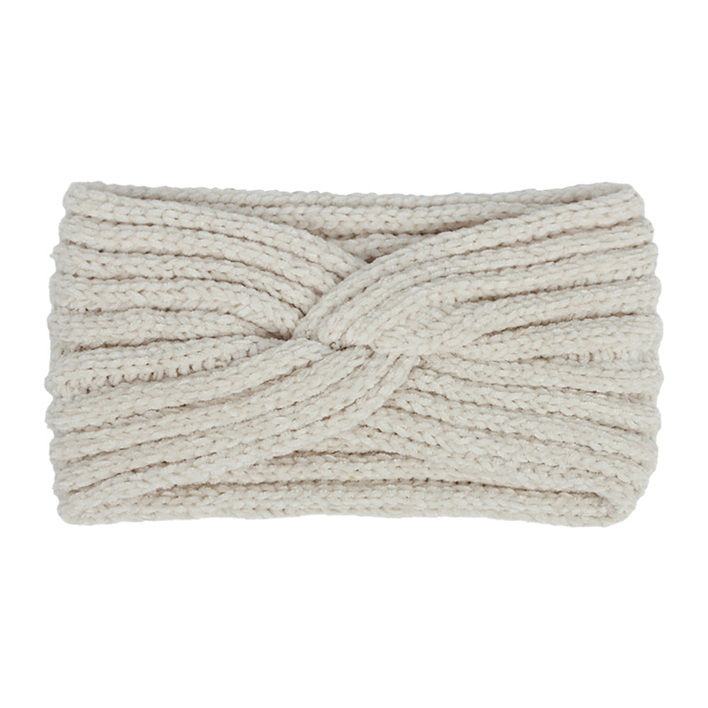 Chenille velvet twist front crochet headband