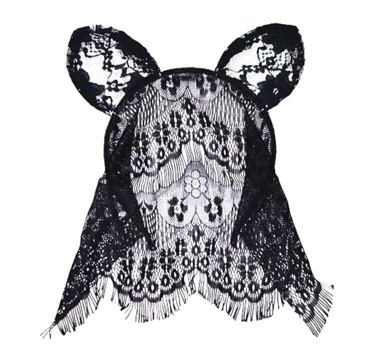 Black lace cat ears with veil