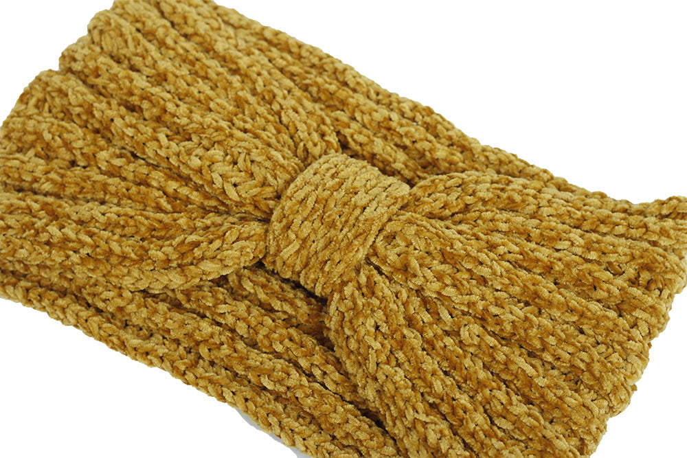 Chenille velvet knotted crochet headband