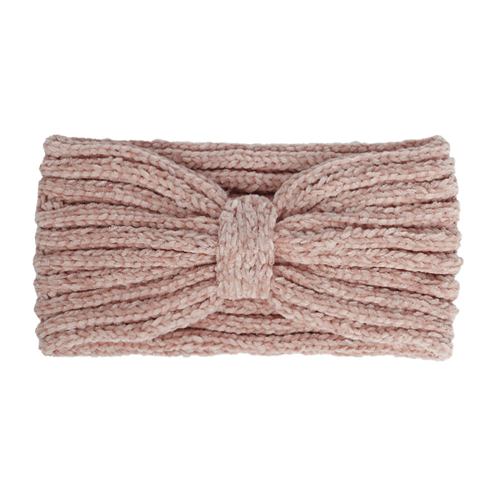 Chenille velvet knotted crochet headband