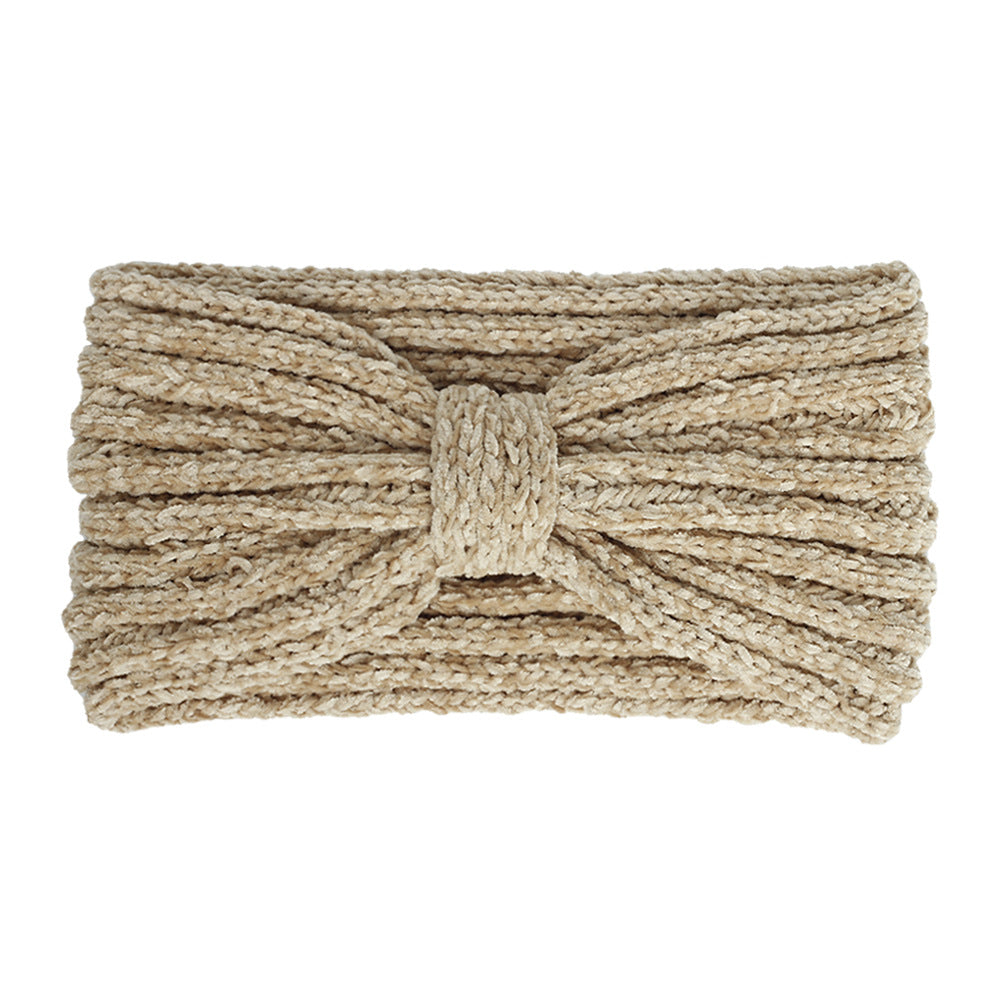 Chenille velvet knotted crochet headband