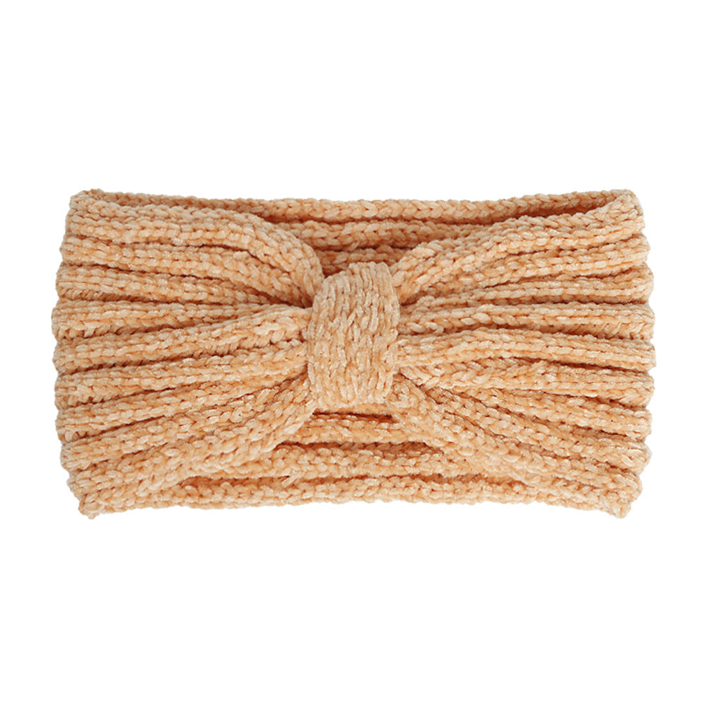 Chenille velvet knotted crochet headband