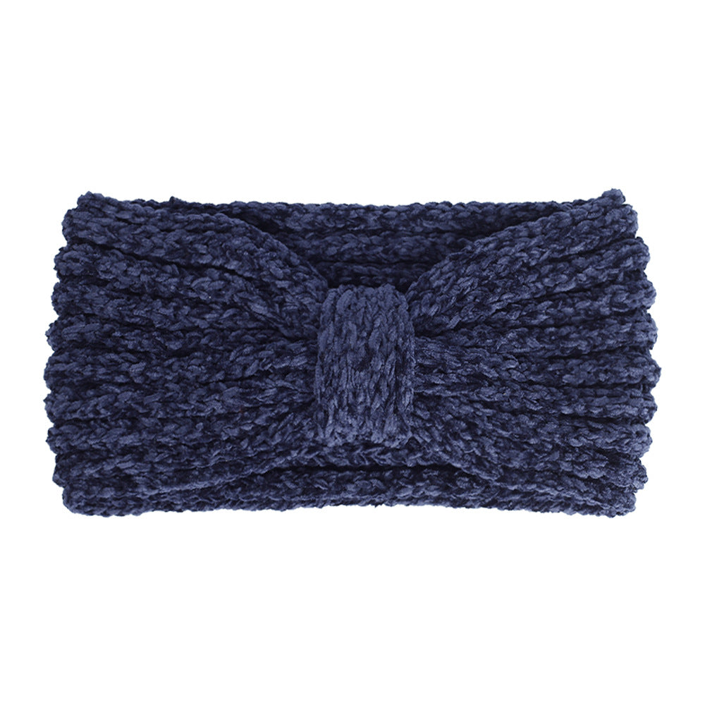 Chenille velvet knotted crochet headband