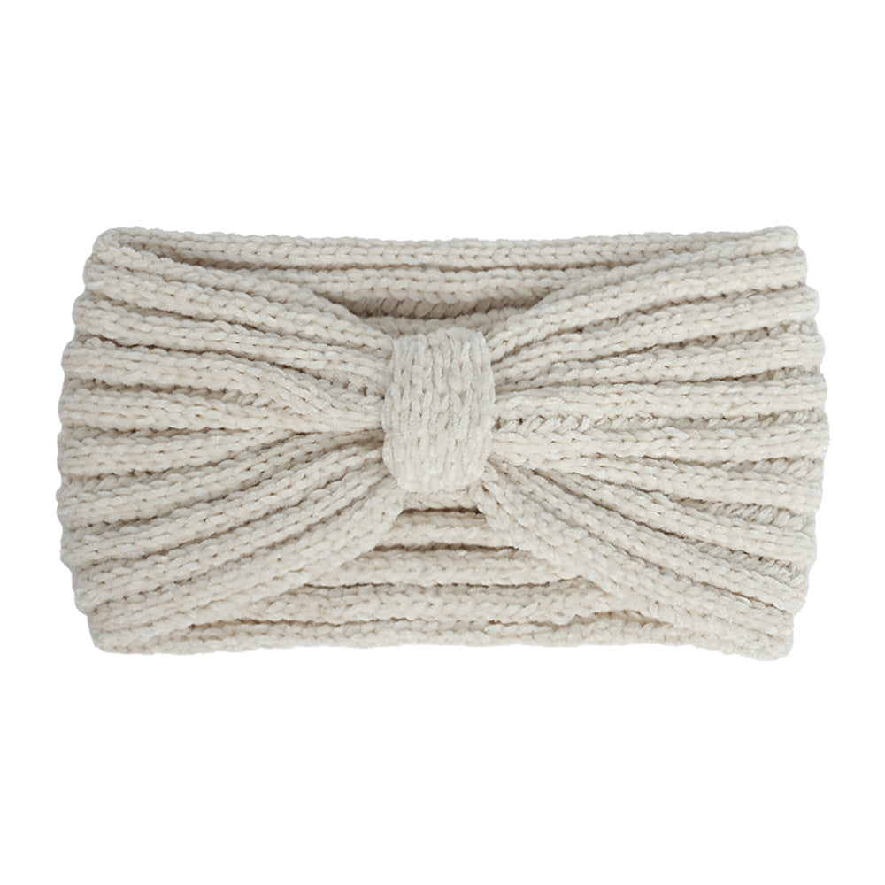 Chenille velvet knotted crochet headband