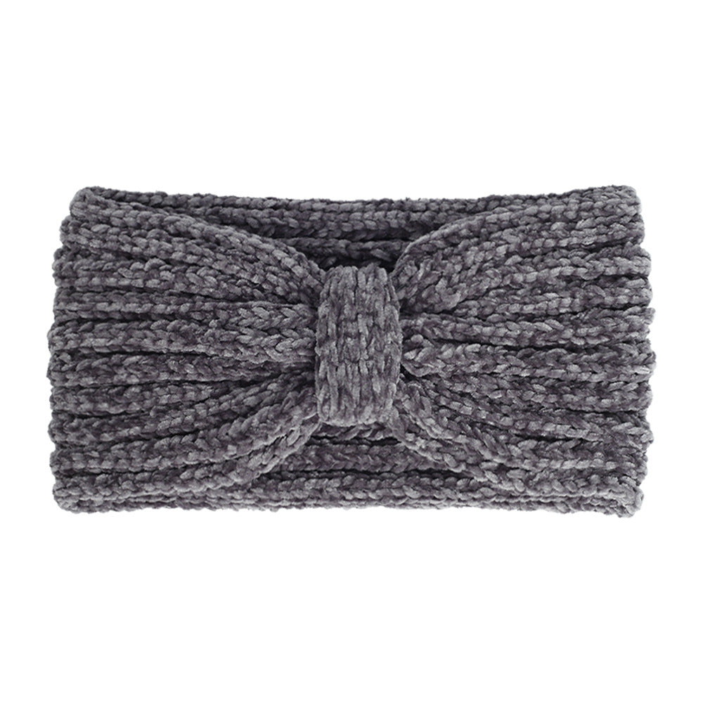 Chenille velvet knotted crochet headband