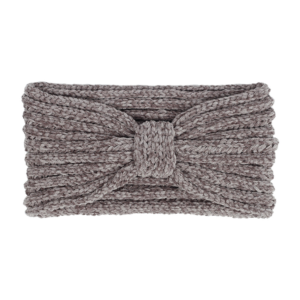Chenille velvet knotted crochet headband
