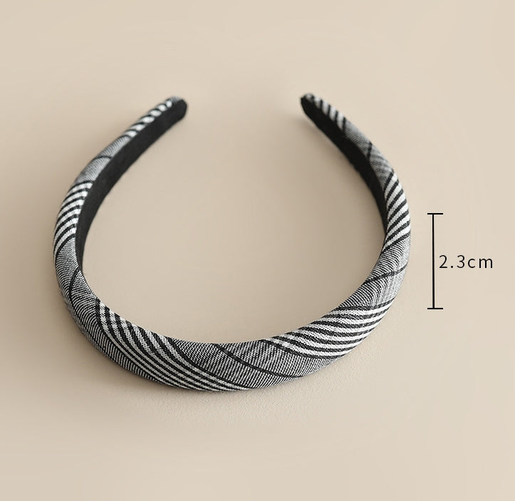 Soft cotton plaids patterned thinly padded headband