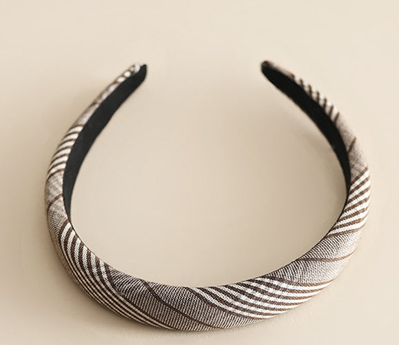 Soft cotton plaids patterned thinly padded headband