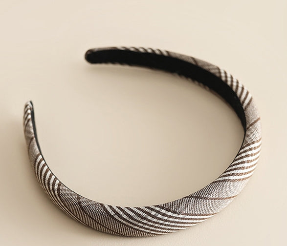 Soft cotton plaids patterned thinly padded headband