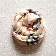 Beige plaids & checks long scarf
