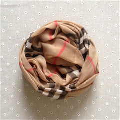Beige plaids & checks long scarf