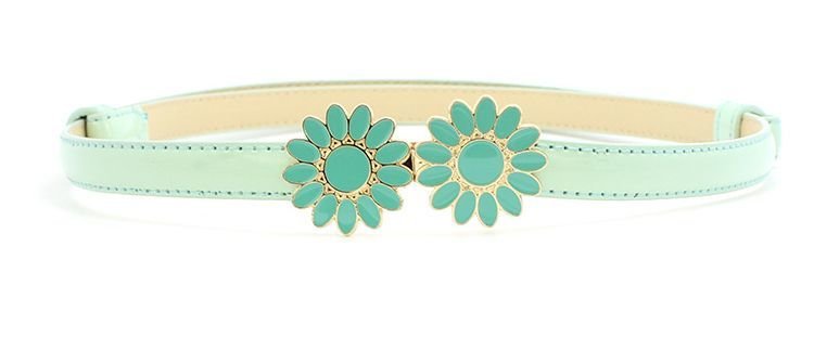 Daisy flowers buckle leather belt