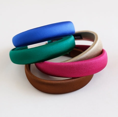 Glossy ribbed cotton thinly padded headband