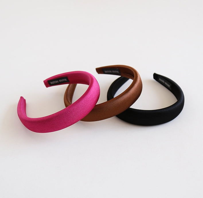 Glossy ribbed cotton thinly padded headband