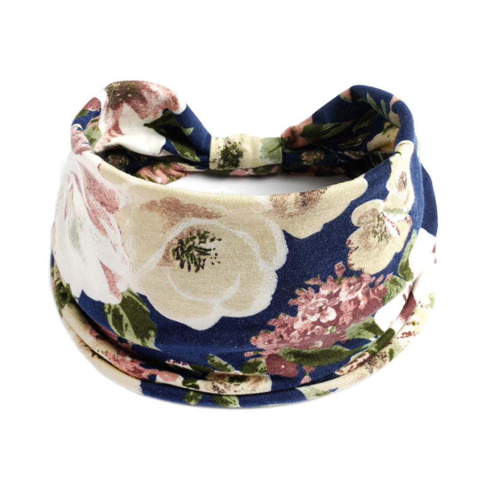 Peony flowers printed 2-way bandanna hair band