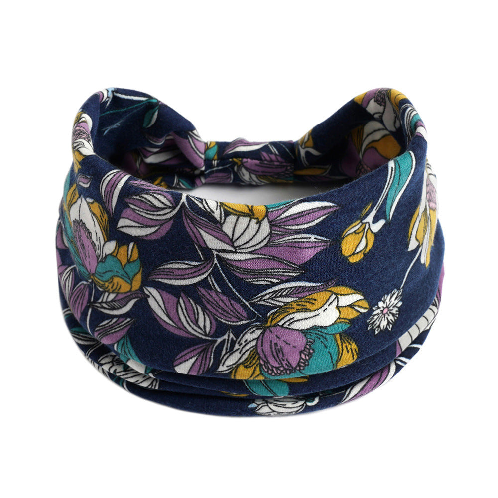 Orchid flowers print 2-way bandanna hair band
