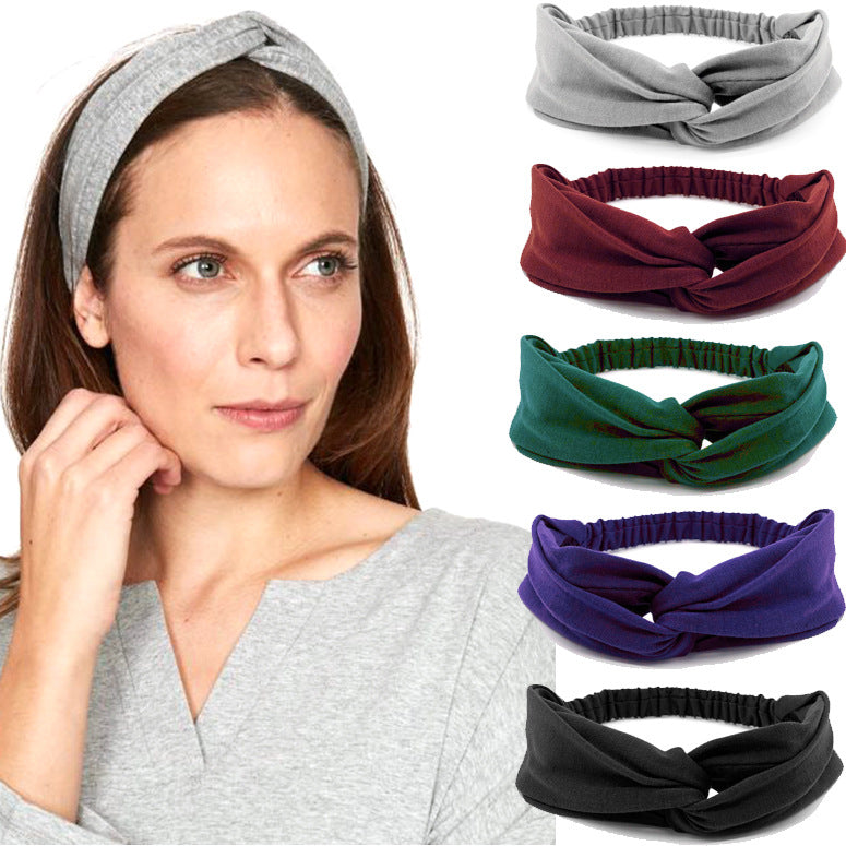Twist front cotton elastic headband