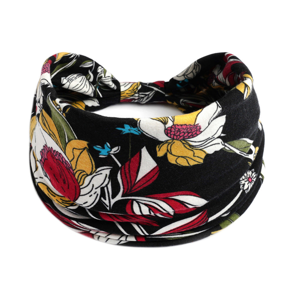 Orchid flowers print 2-way bandanna hair band