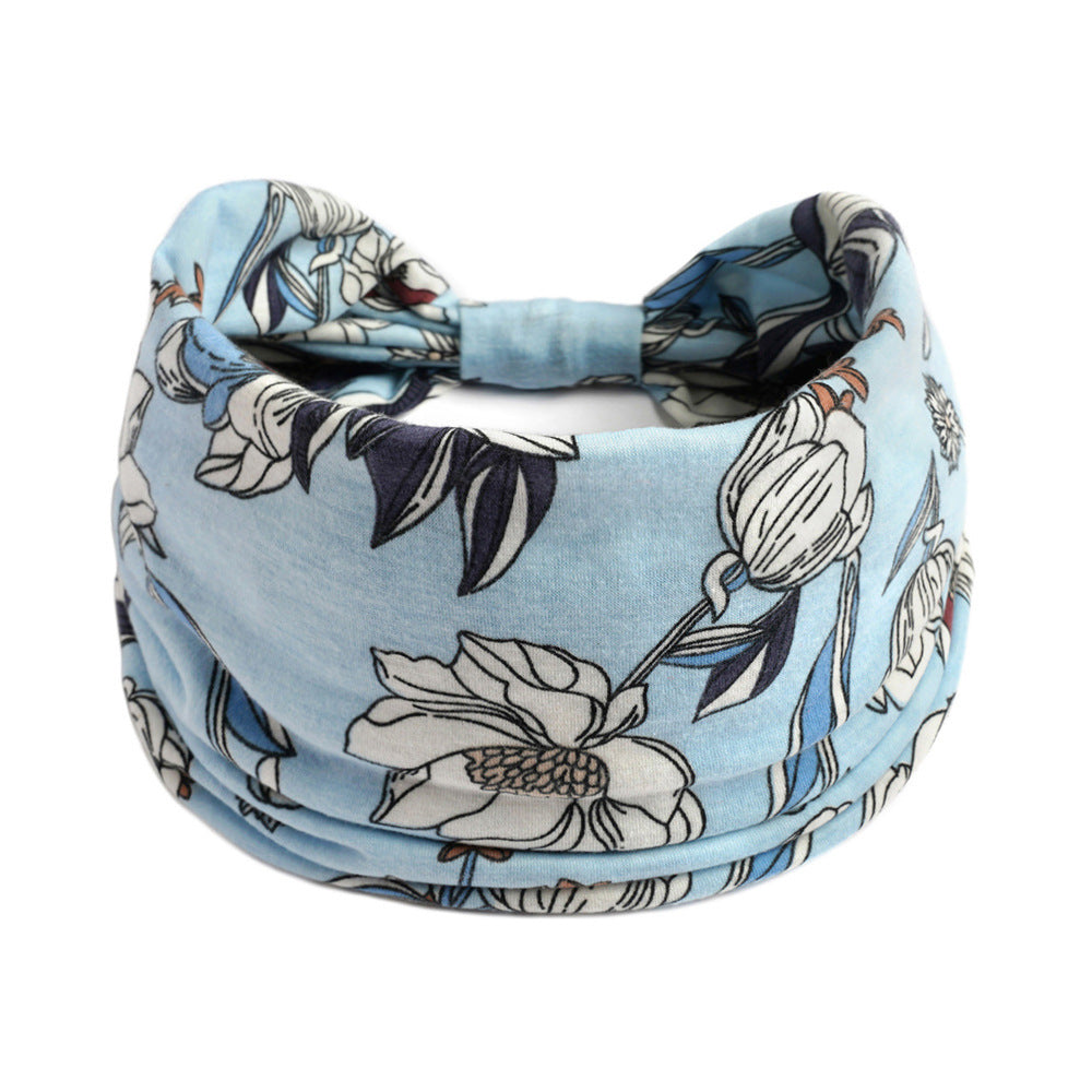 Orchid flowers print 2-way bandanna hair band