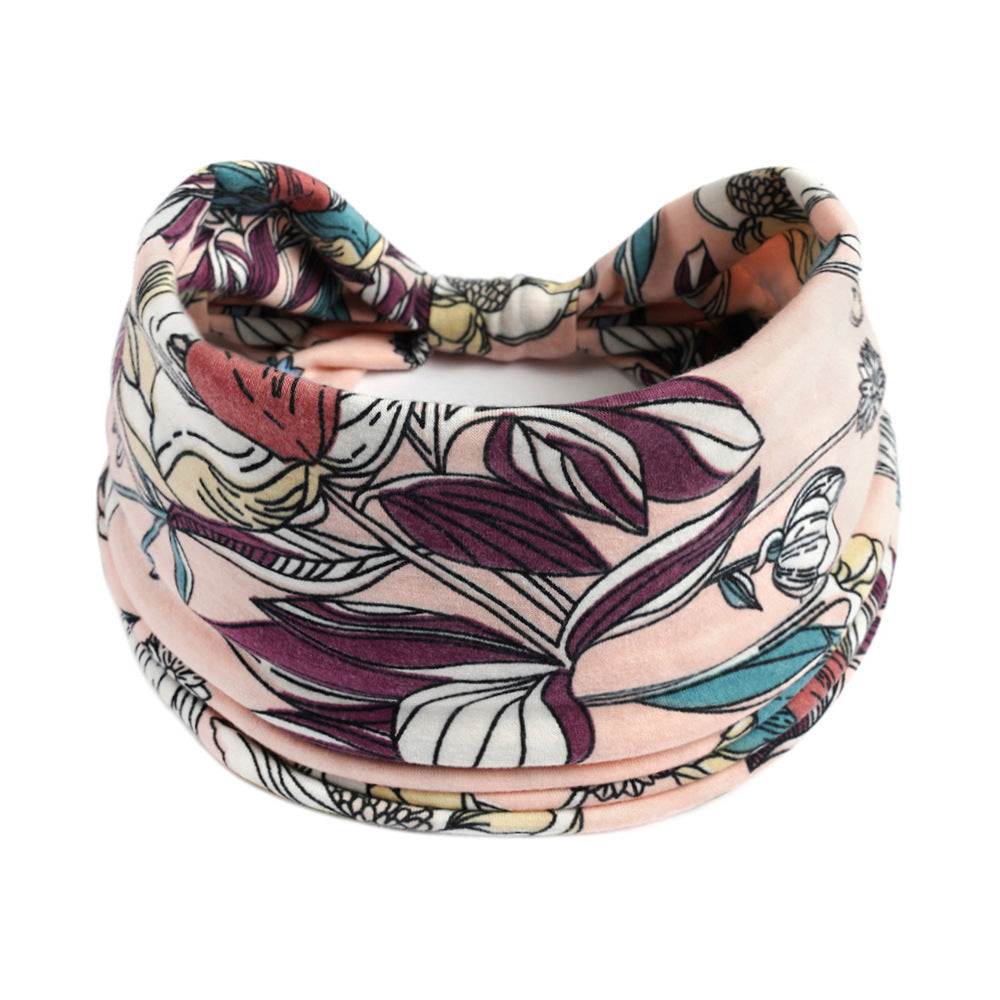Orchid flowers print 2-way bandanna hair band