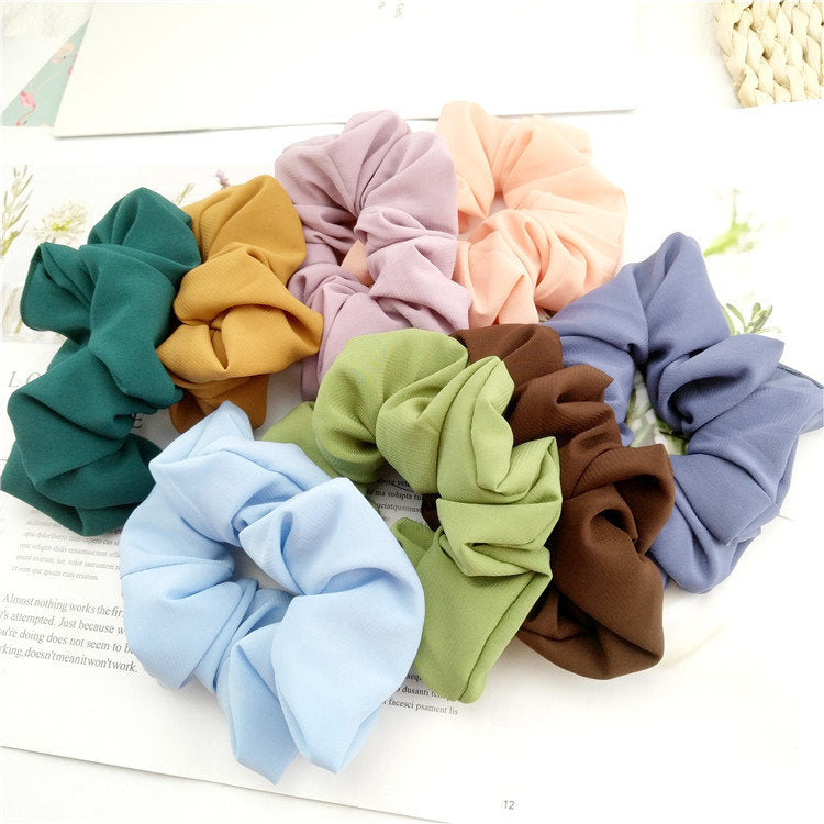 Macaroon chiffon plain scrunchies