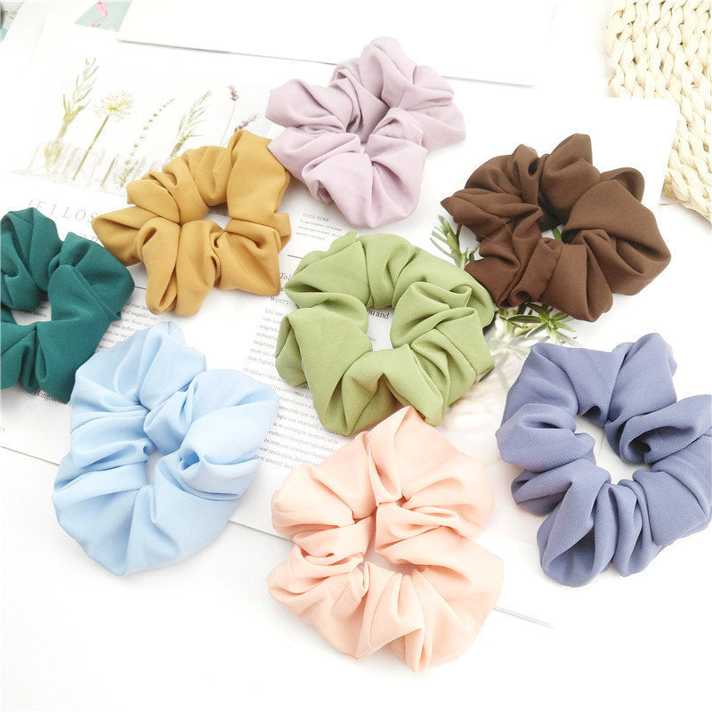 Macaroon chiffon plain scrunchies