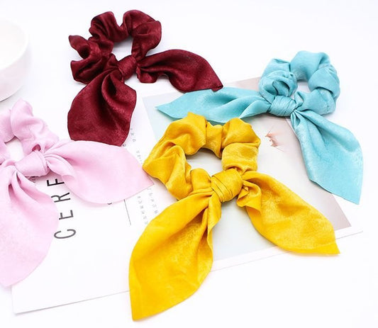 Premium satin ribbon bow scrunchies - 20 pieces