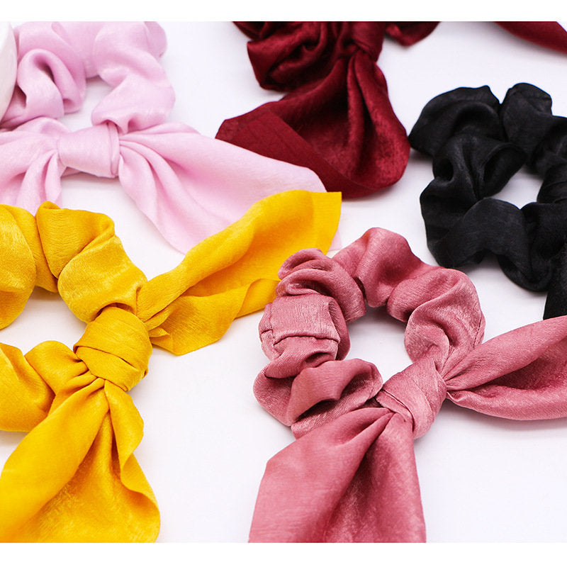 Premium satin ribbon bow scrunchies - 20 pieces