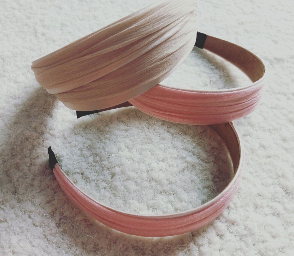 2.8cm wide satin & crinkle chiffon layered headband