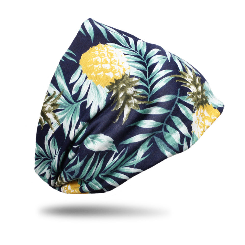 2-way knotted bandanna headband in tropical print