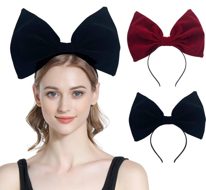 Velvet large bow headband