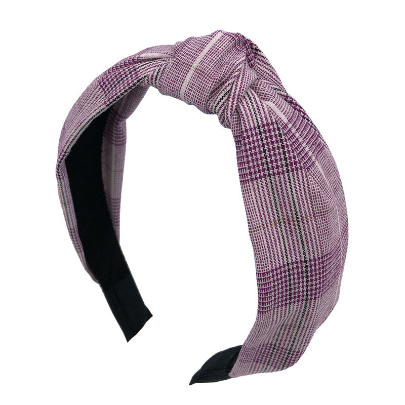 Multicoloured plaids knotted headband