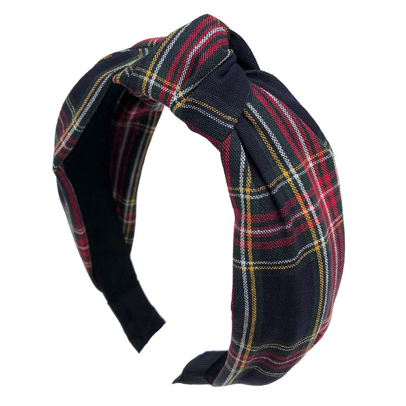 Multicoloured plaids knotted headband