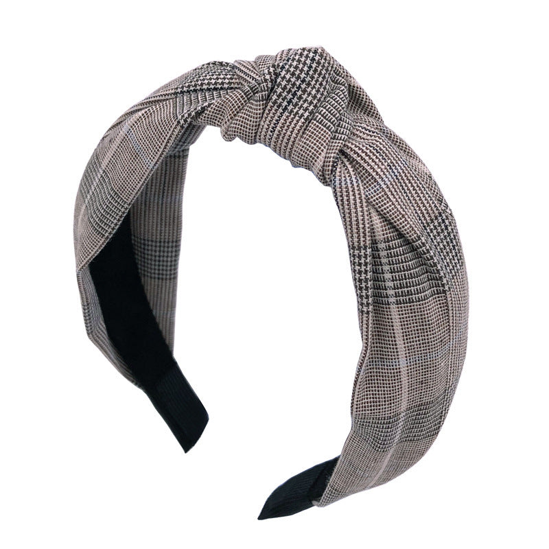 Multicoloured plaids knotted headband