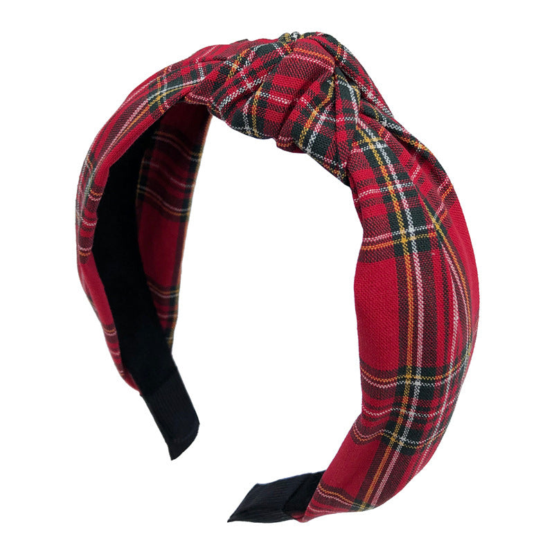 Multicoloured plaids knotted headband