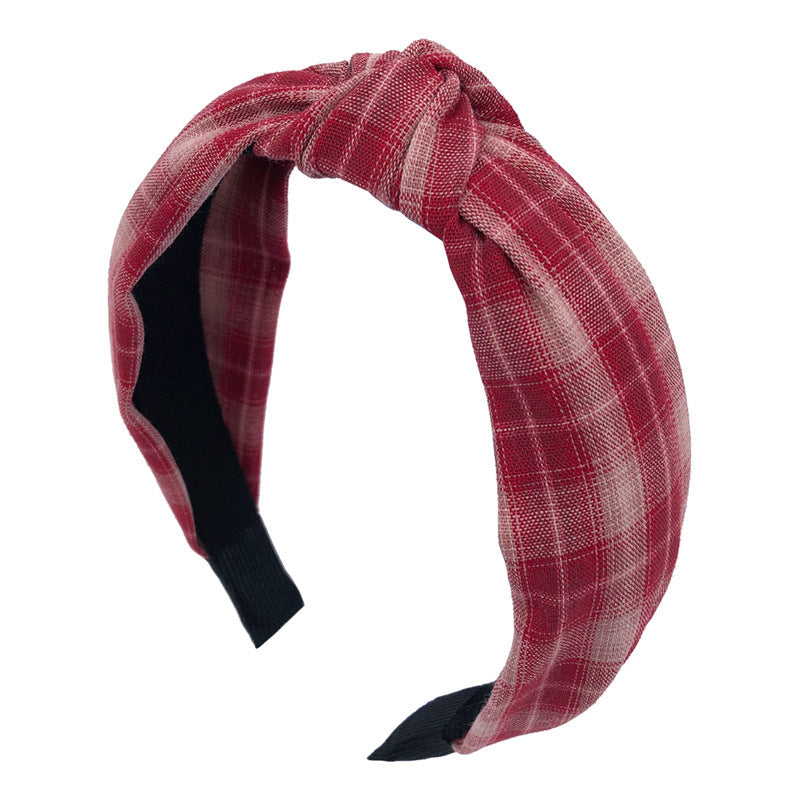 Multicoloured plaids knotted headband