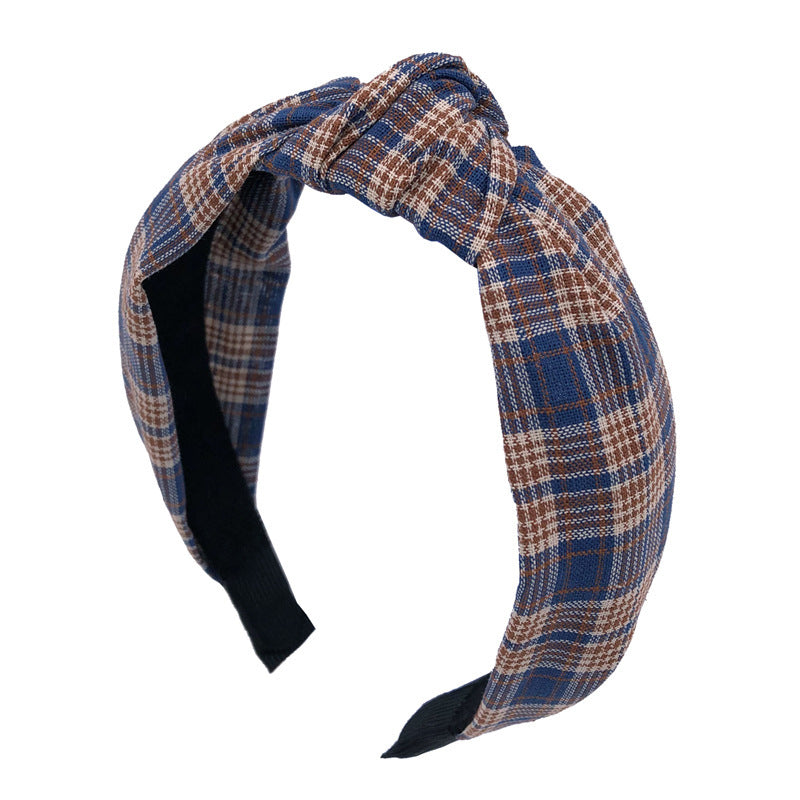 Multicoloured plaids knotted headband