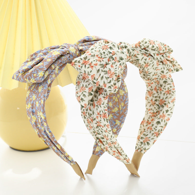 Country flowers chiffon headband with bow