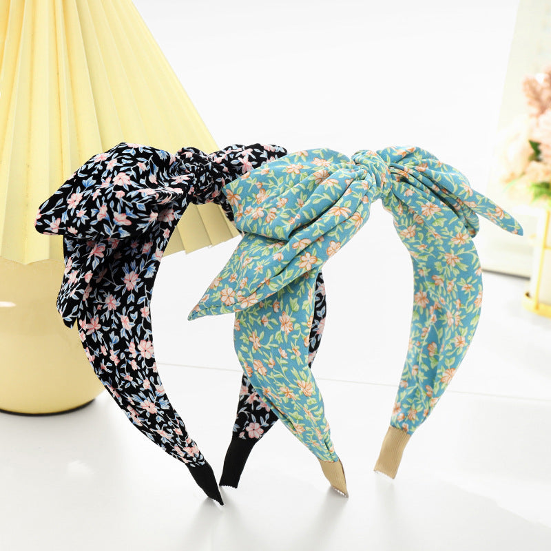 Country flowers chiffon headband with bow