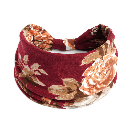 Peony flowers printed 2-way bandanna hair band