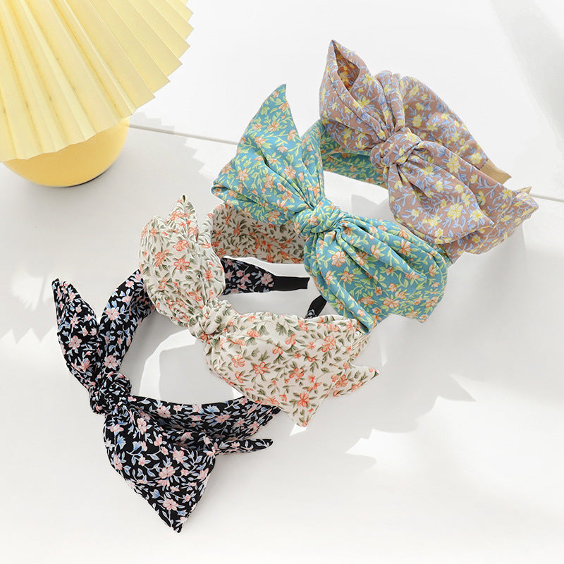Country flowers chiffon headband with bow