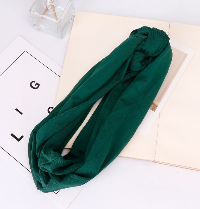 Stretch jersey braids front double cross turban hairband