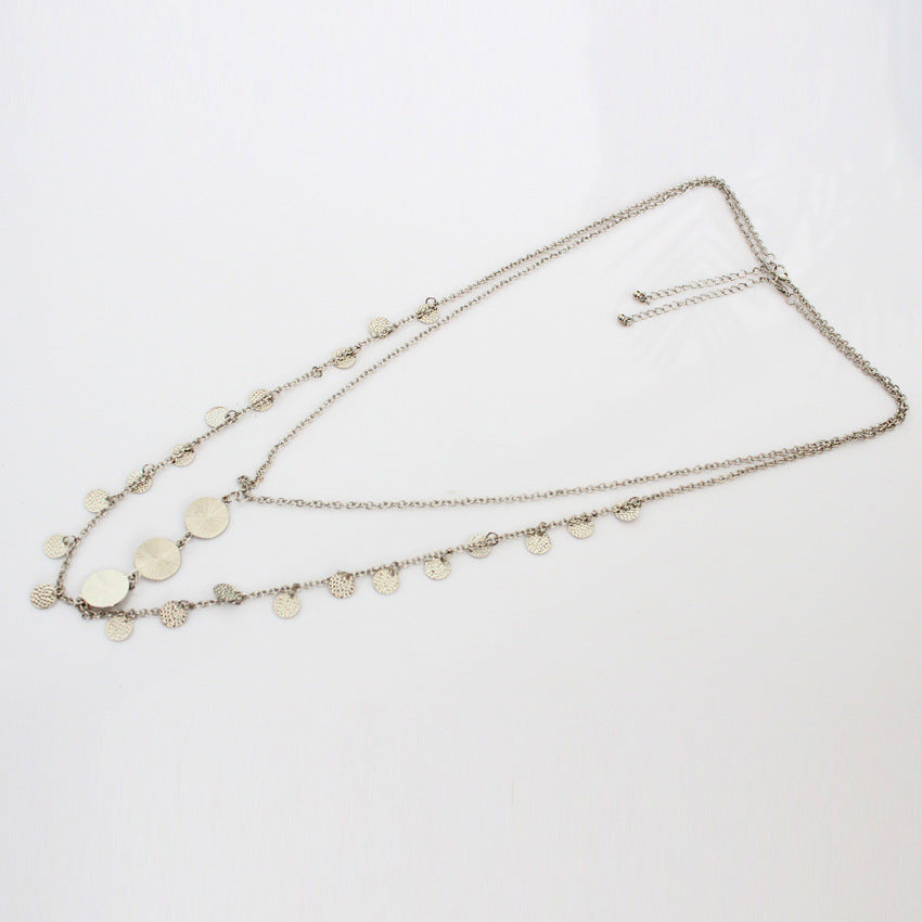 Silver coin-pieces body chain