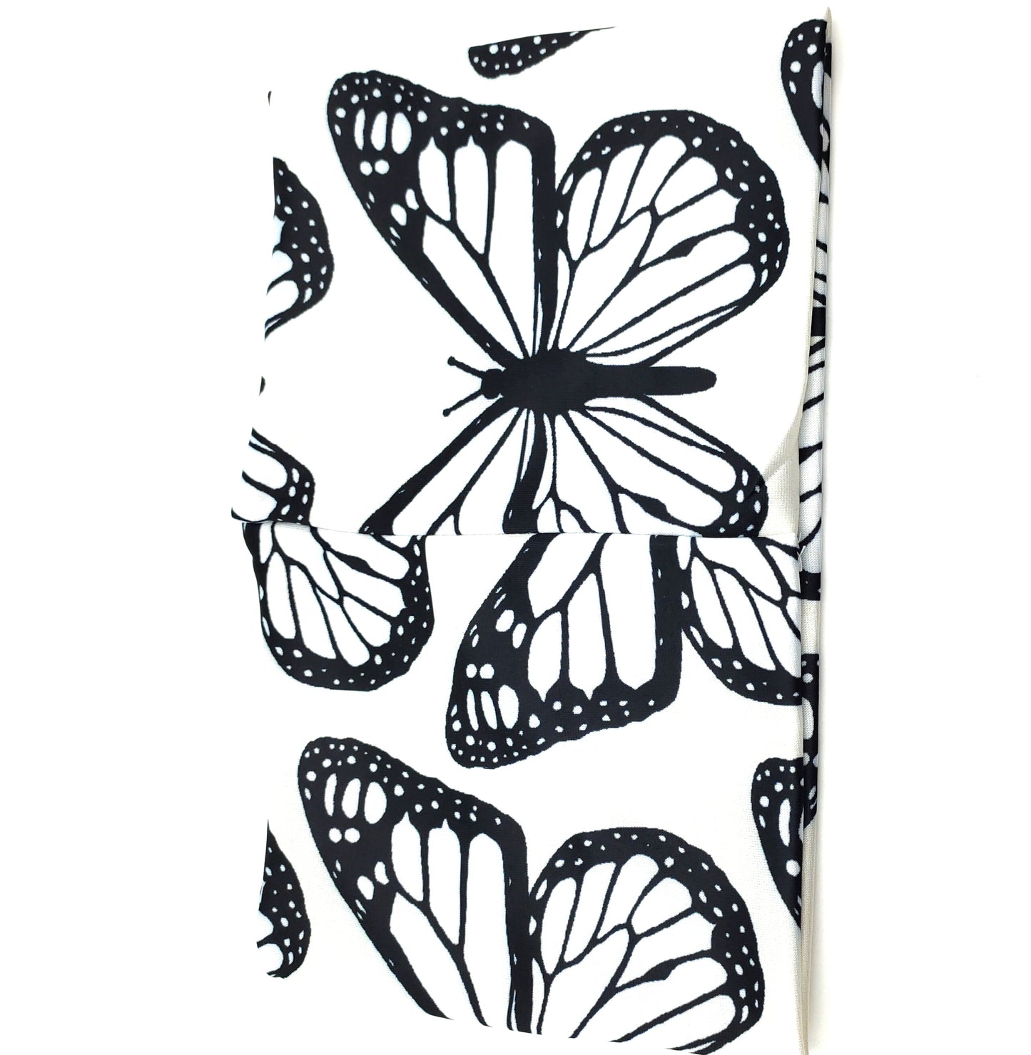 Black white butterflies patterned wide loop headband