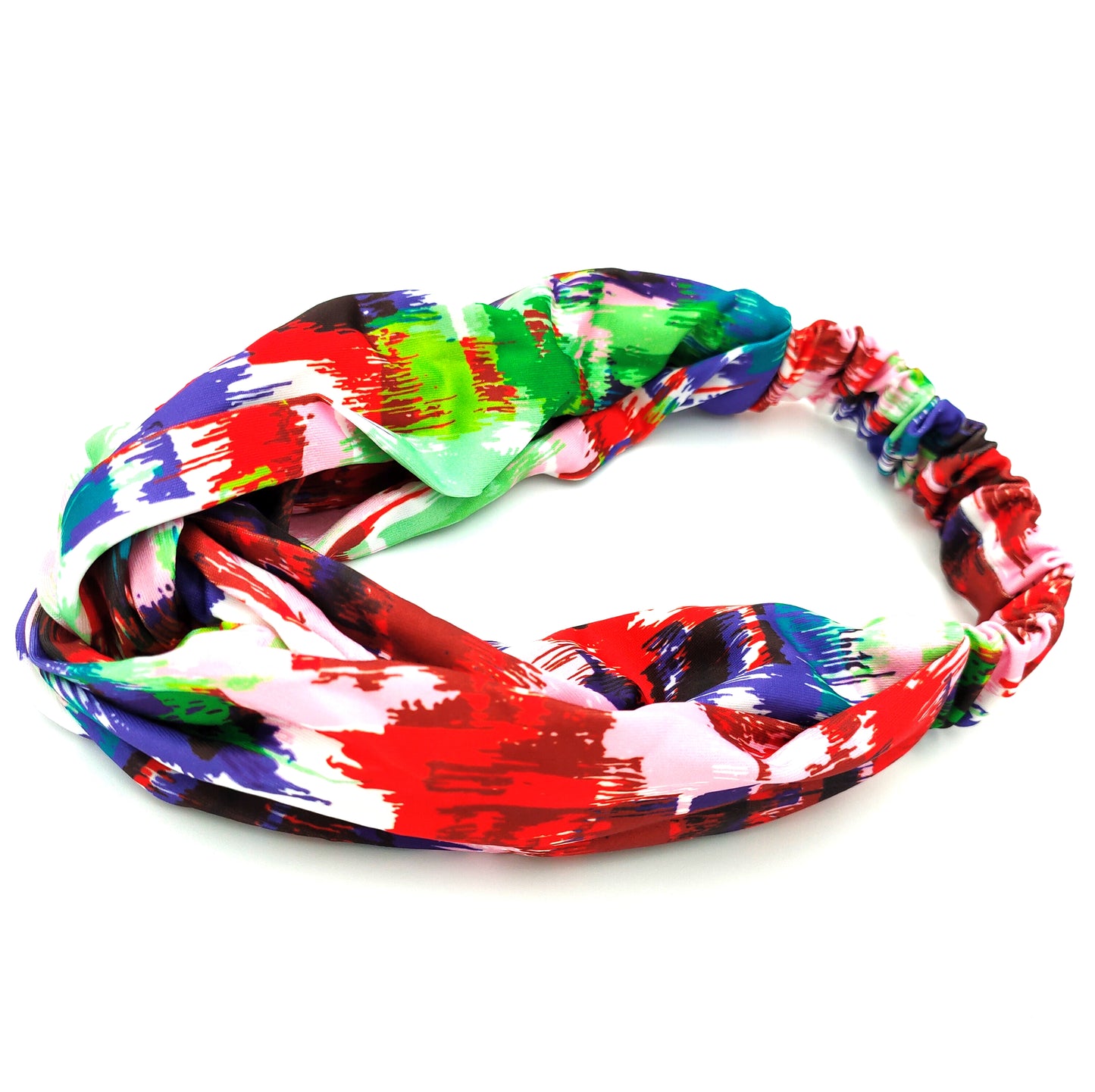 Smash paint print multicoloured thick elastic headband