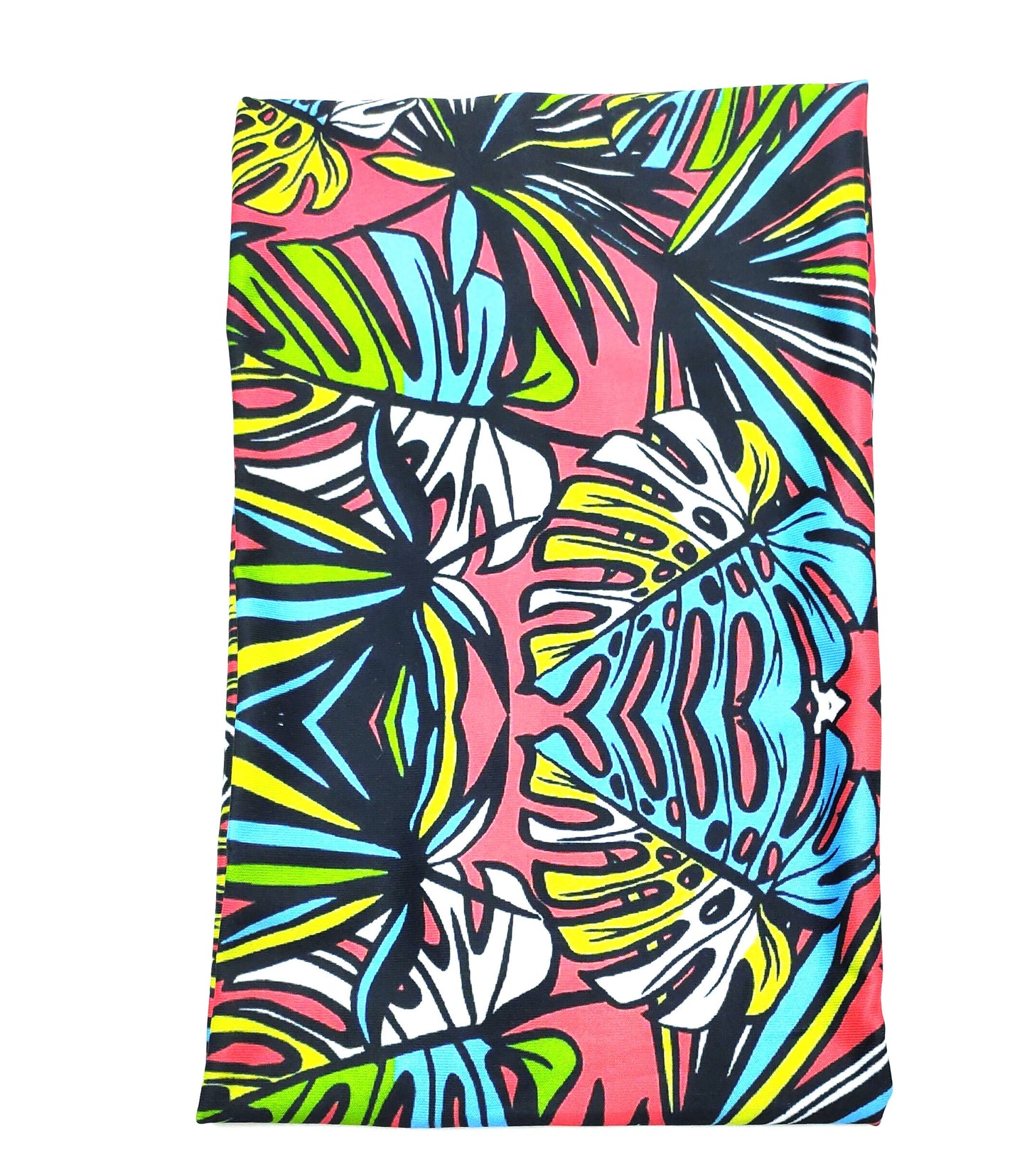 Multicoloured tropical leaves print wide loop hair band